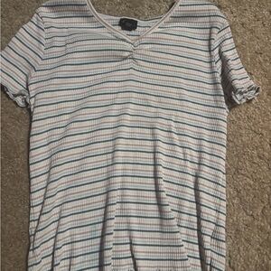 Classic Multicolor Striped V-Neck Tee